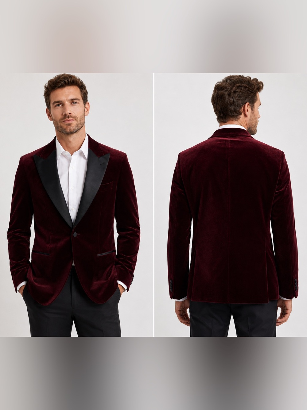 NWT HUGO BOSS Hutson Cotton Velvet Dinner Jacket Slim Fit 48 Regular IN DARK RED